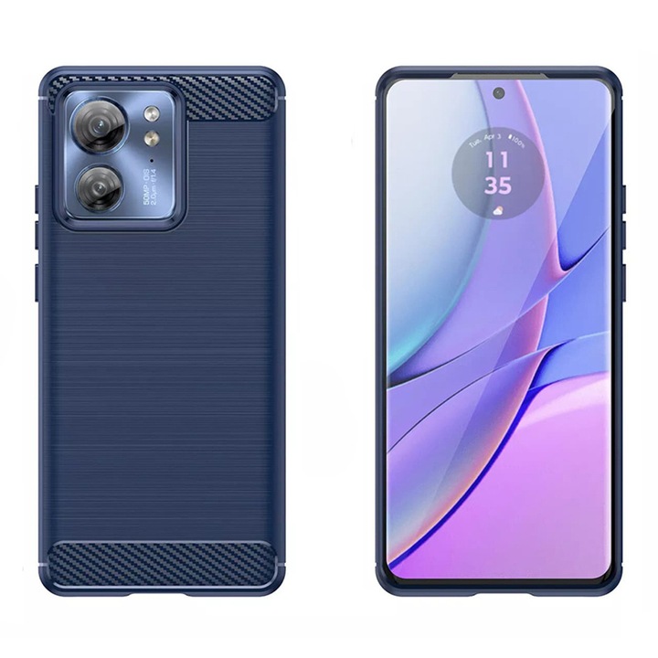 Капак за Motorola Edge 40 / Edge (2023) - Techsuit Carbon Silicone - Син
