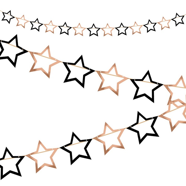 Dekoratív transzparens, Dekolo.pl, csillagfüzér, rózsa arany/fekete, 14cm