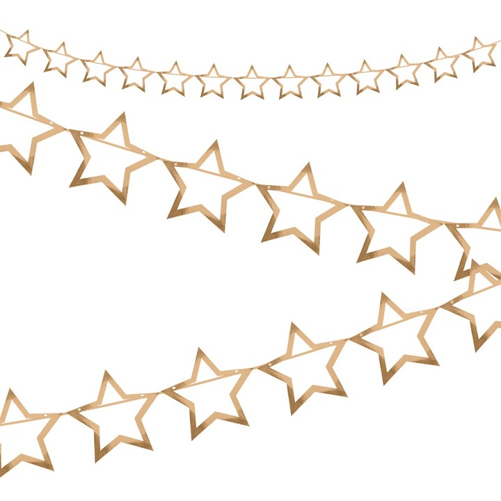 Garland Dekolo.pl, arany csillagok, 14cm, 2,5m