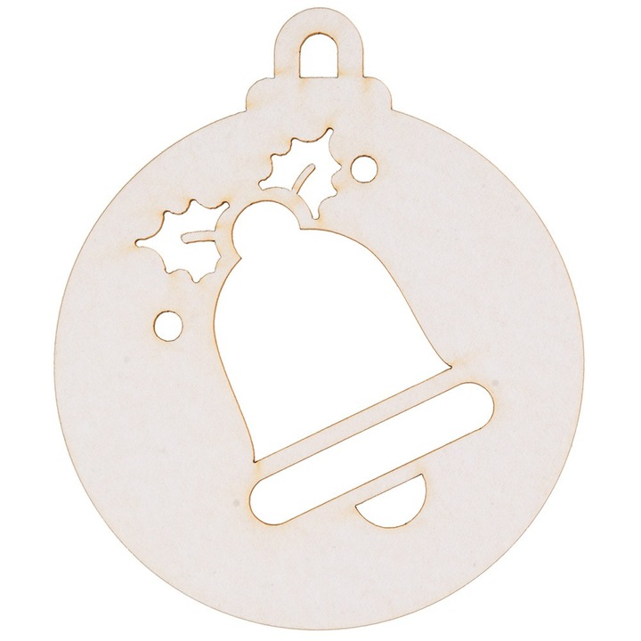 20 db-os karácsonyi csecsebecses készlet, Dekolo.pl, laminált fa, harangmintás, 9cm