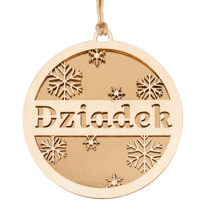 Decoratiune de Craciun, Dekolo.pl, Dziadek, 8cm, cu snur, fundita aurie