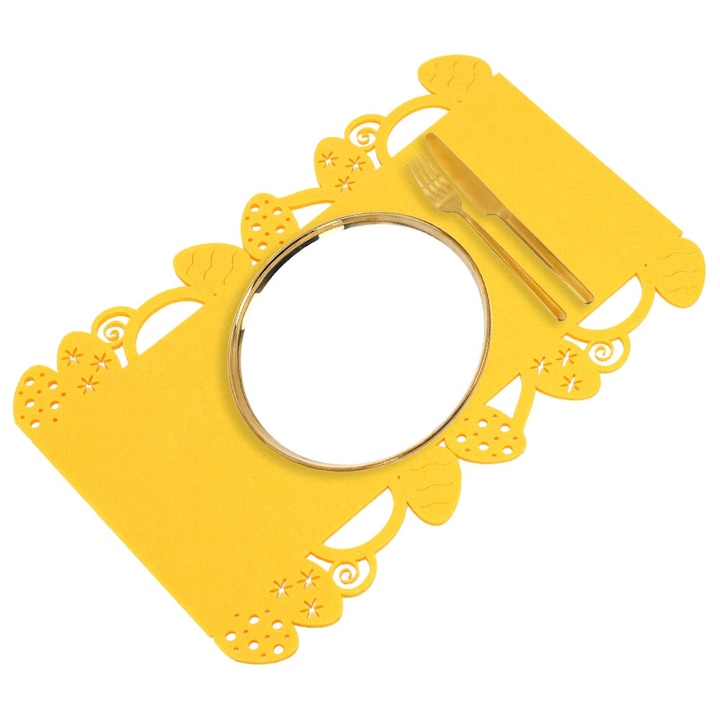 Set 6 naproane pentru masa, Dekolo.pl, galben, fetru, 19x30cm