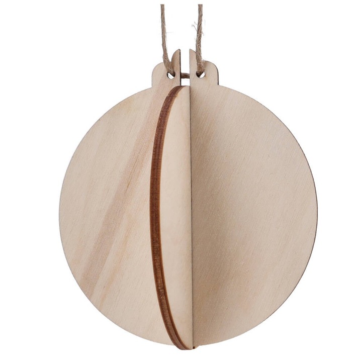 Decoratiune Craciun Dekolo.pl, bombka 3D din lemn, 9cm