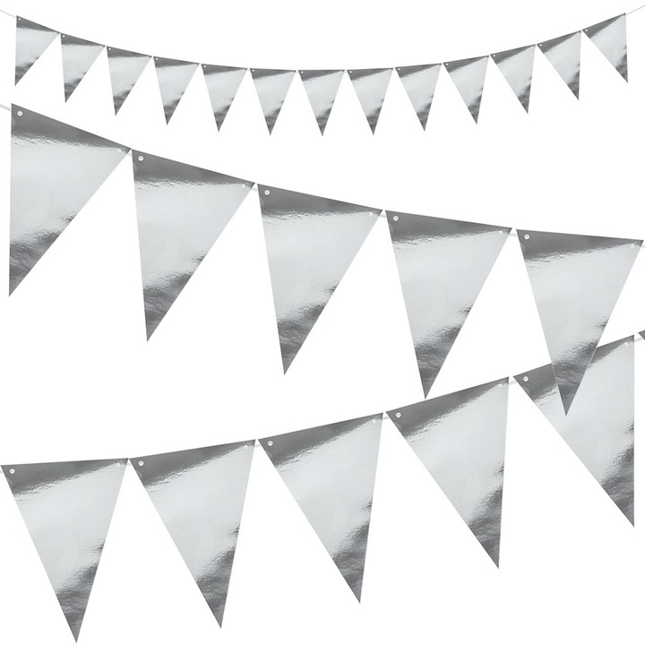 Dekoratív party transzparens, Papír, 2,5 m, Ezüst