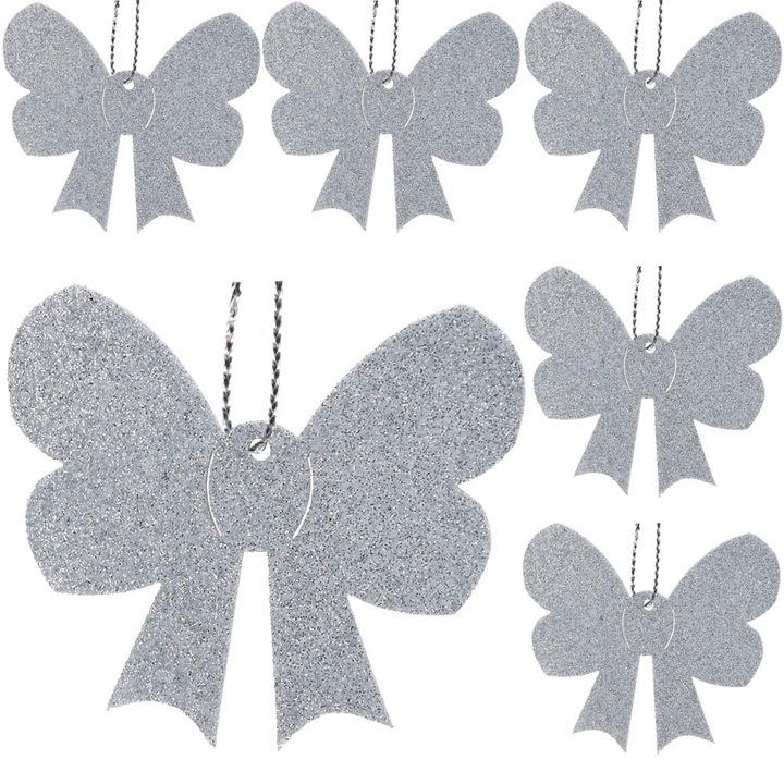 Set 6 Globuri de Craciun, Dekolo, 8 x 6.5 cm, Argintiu