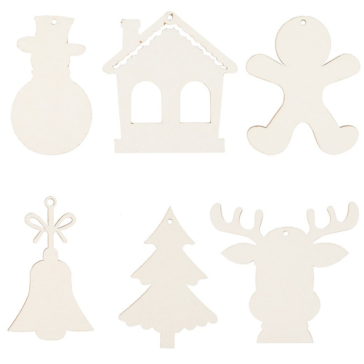 Set globuri de Craciun, Dekolo.pl, 6 modele, multicolor, 6,5cm x 4-5cm