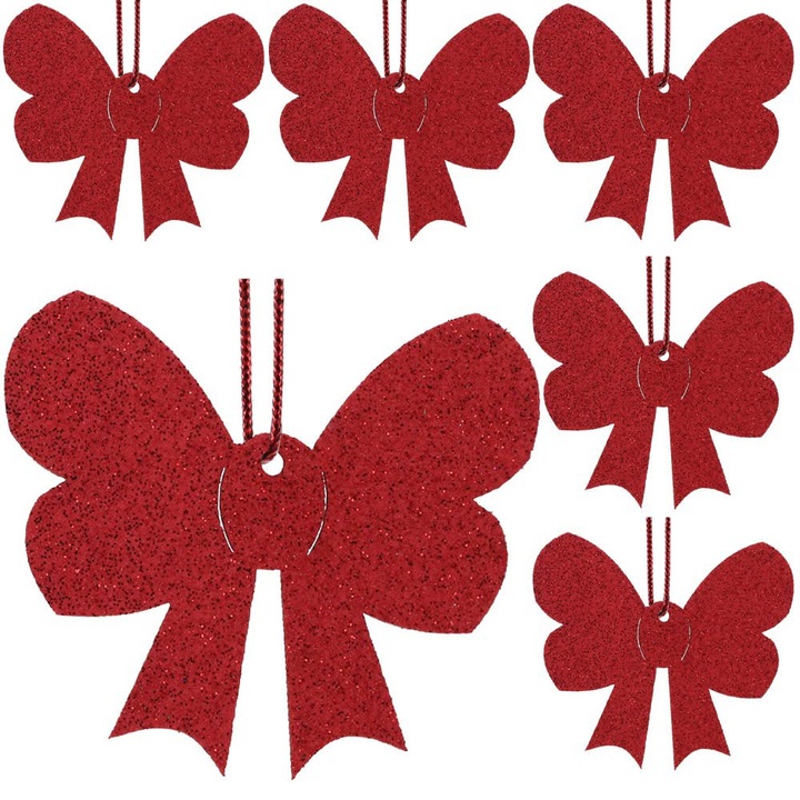 Set 6 fundite decorative pentru brad Craciun, Dekolo.pl, spuma, 8 x 6,5 cm, Rosu