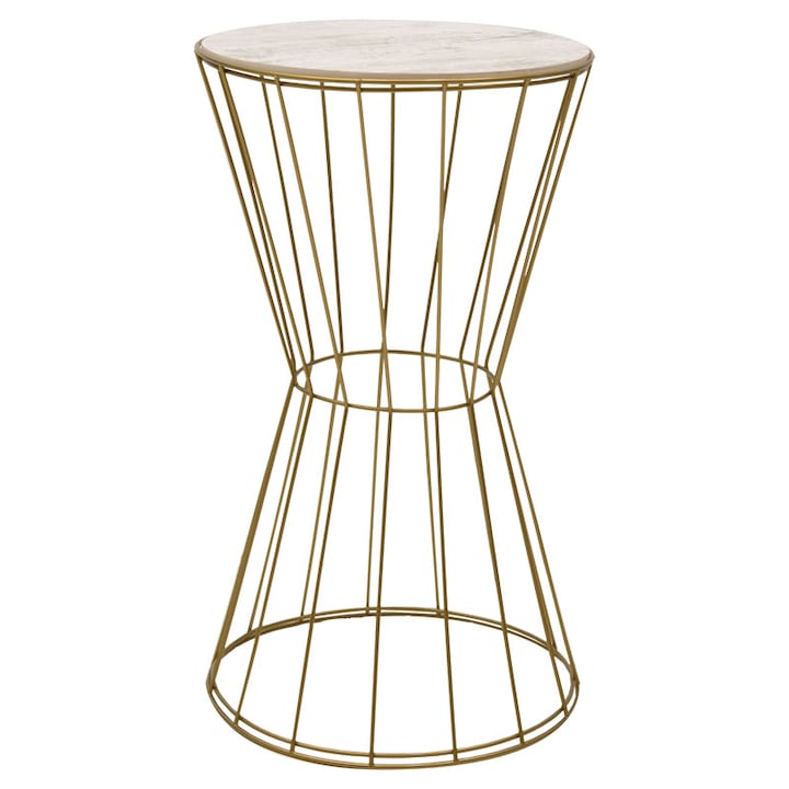 Помощна масичка DK STYLE Yava, Сиво/златно, D35x58см