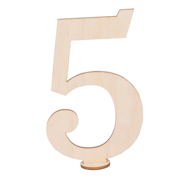 Numar masa, Dekolo, Lemn, Cifra 5, Bej