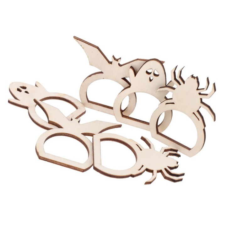 Комплект от 6 пръстена за салфетки, Dekolo, Wood, Beige