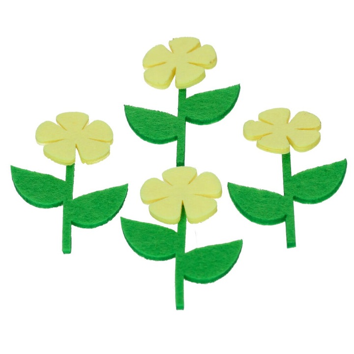 12 db dekorációs kiegészítő készlet, Decolo, Pasla, Virágmintás, Sárga/zöld