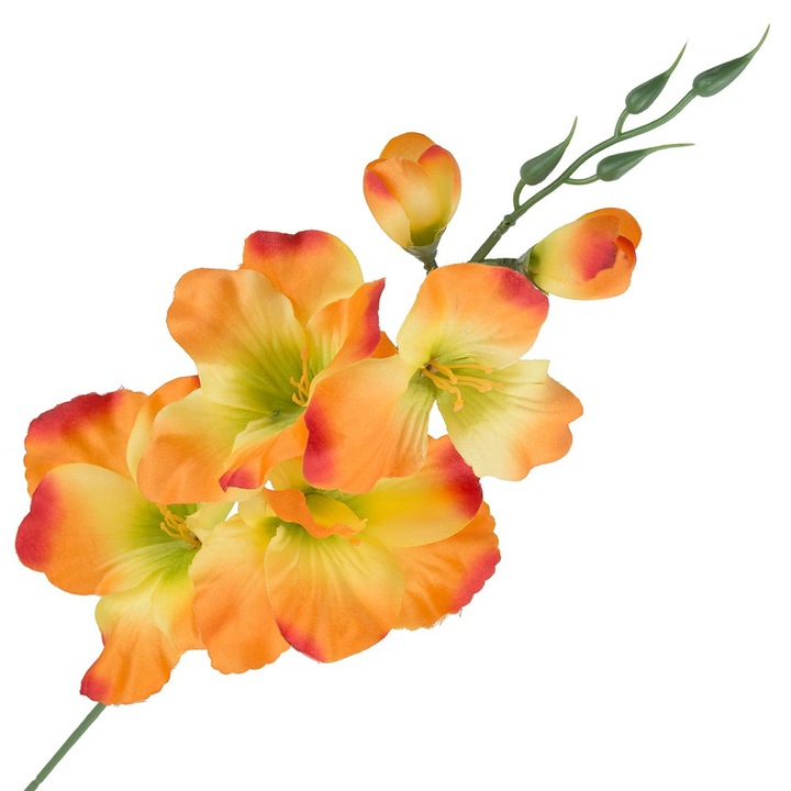 Dekolo.pl művirág ág, 54cm, narancs sárgával, zölddel