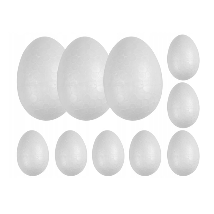 Set 10 oua, Dekolo, Polistiren, 7 cm, Alb