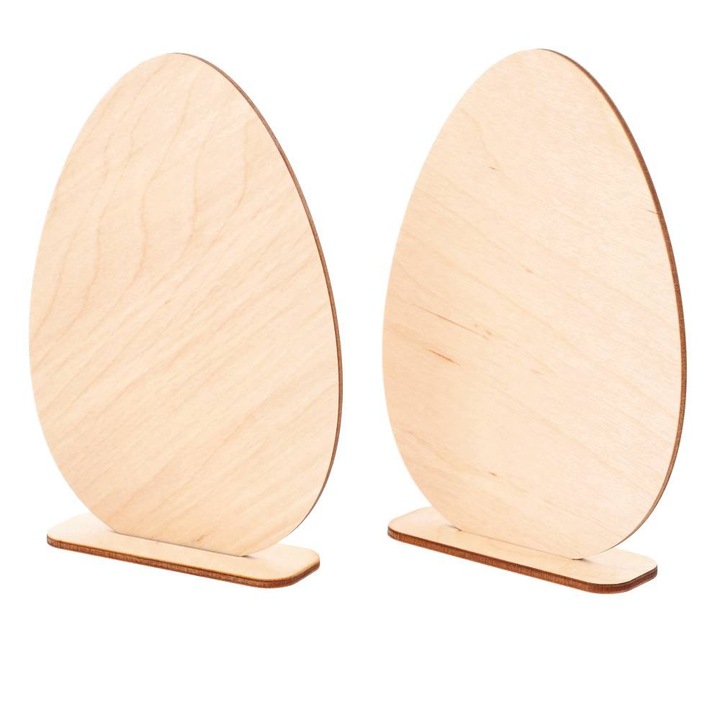 2 db dekoratív húsvéti tojás készlet, Dekolo.pl, fa, 20 x 14 cm, bézs