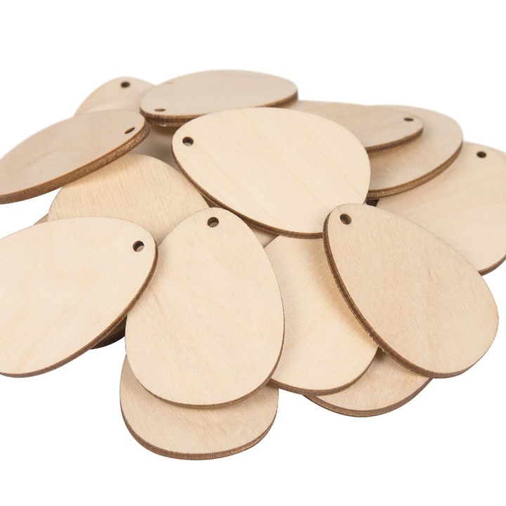 Set 25 Oua decorative, Dekolo.pl, Lemn, 5 x 3.5 cm, Bej