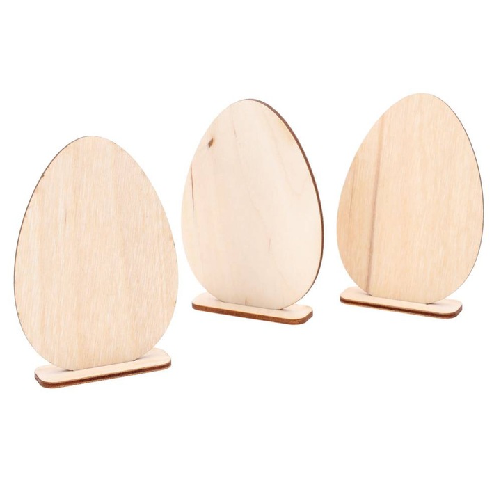 3 db dekoratív húsvéti tojás készlet, Dekolo.pl, fa, 12x9cm, natúr