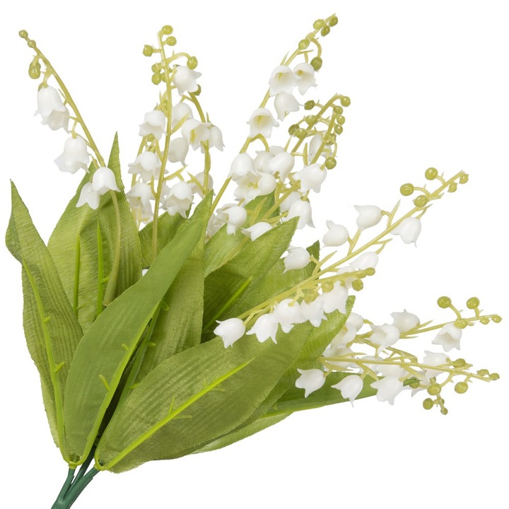 Művirág, Dekolo.pl, liliom, műanyag, 5 szál, 30 cm, fehér/zöld