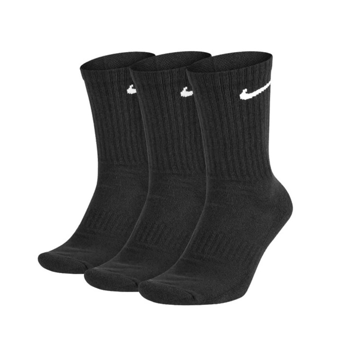Комплект от 3 чифта чорапи Nike Cushioned Crew, памук, черни, Избеляло черно
