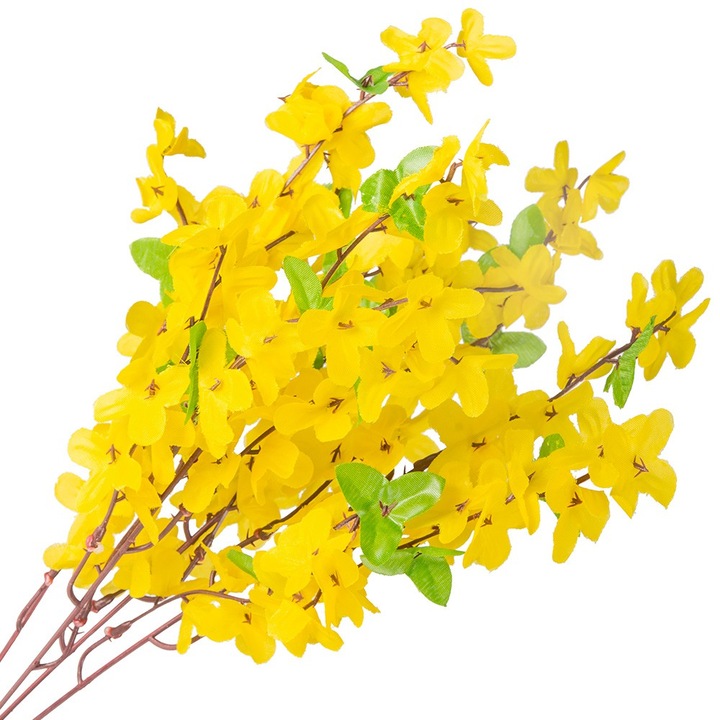 Set 4 ramuri flori artificiale, Dekolo.pl, 50 cm, Galben/Verde