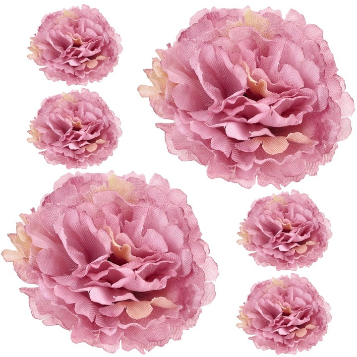 6 db művirág készlet, Dekolo.pl, Szegfű, 5 cm, Rózsaszín