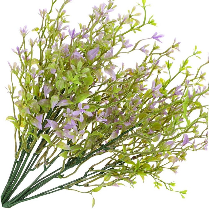 Crenguta cu flori artificiale, Dekolo.pl, Verde/Mov, 36cm