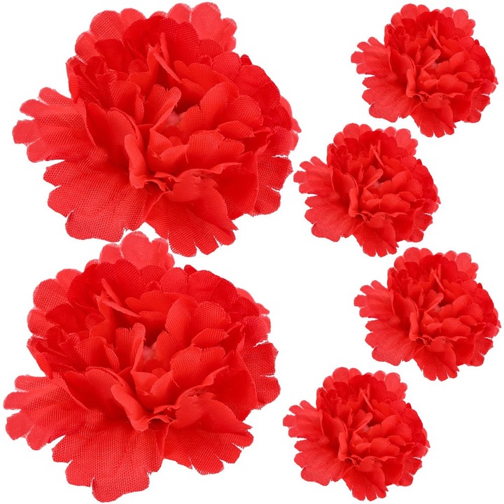 6 db művirág készlet, Dekolo.pl, szegfű, 6cm, piros