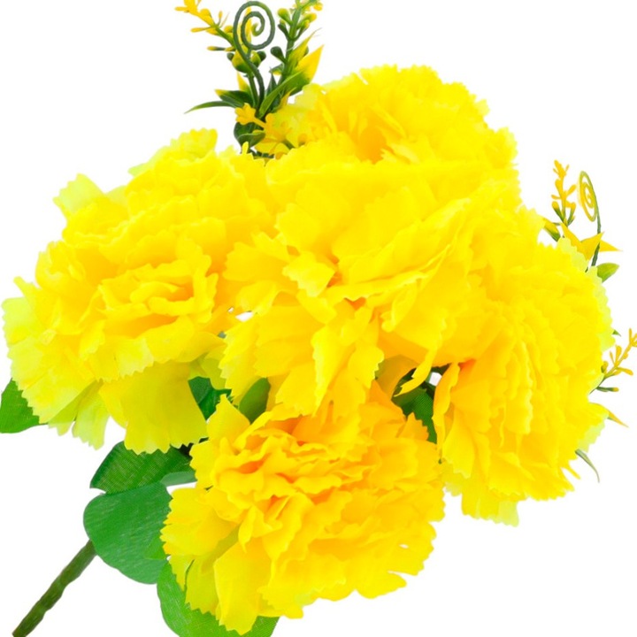 Művirág krizantém csokor, Dekolo.pl, 5 szál, levelek, 35 x 8 x 4 cm, sárga