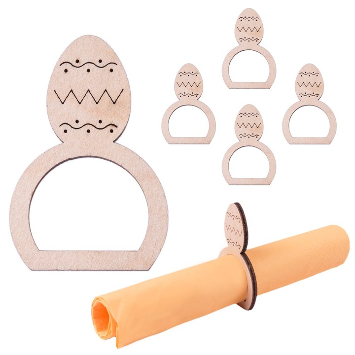 6 db Dekolo szalvétatartó készlet, húsvéti tojás mintás, natúr, 6 x 4 cm