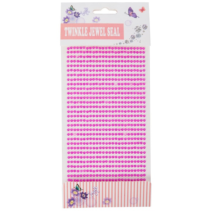 750 db öntapadó gyöngy készlet, Dekolo.pl, 3 mm, rózsaszín