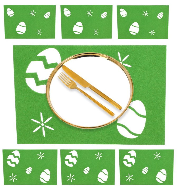 Set 6 suporturi de masa, Dekolo.pl, Fetru, Verde