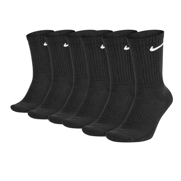 Комплект от 6 чифта чорапи Nike Cushioned Crew, памук, черни, 42-46