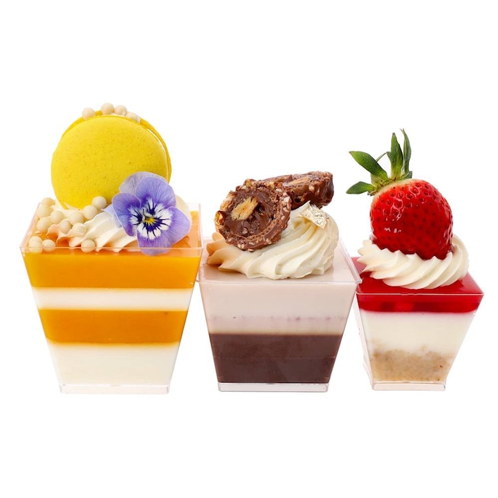 Set 25 recipiente dessert Dekolo.pl, transparent, plastic, 120ml, 7.5x5.5x4cm