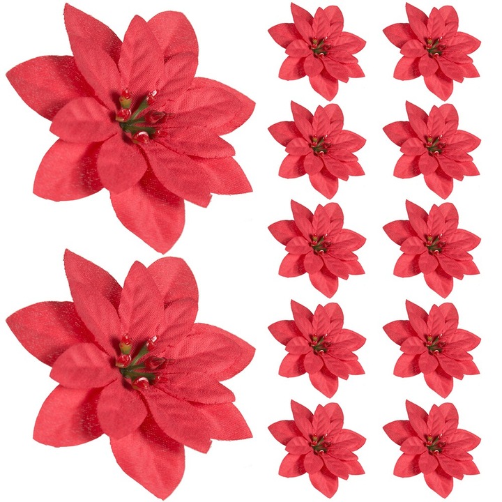 12 db dekoratív művirág készlet, Dekolo.pl, 9x2,5cm, piros