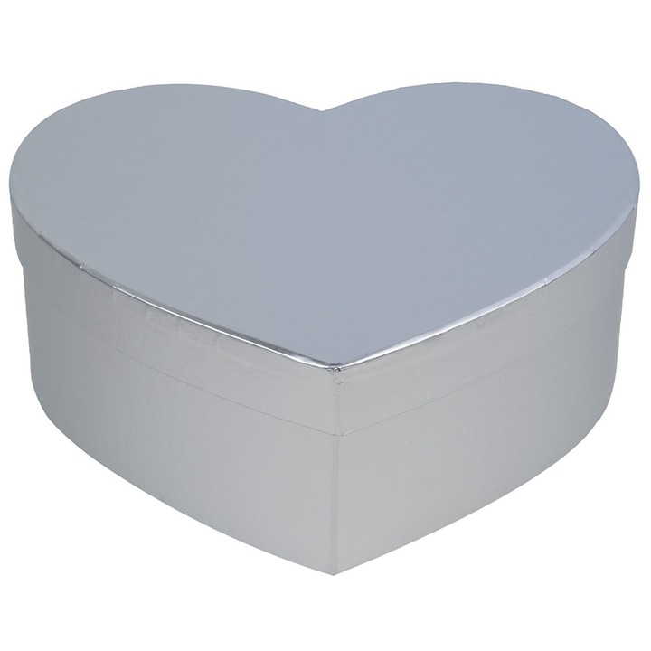 Cutie Cadou Dekolo.pl, Forma Inima, Argintiu, Set cu Capac, 23x21x9,5cm