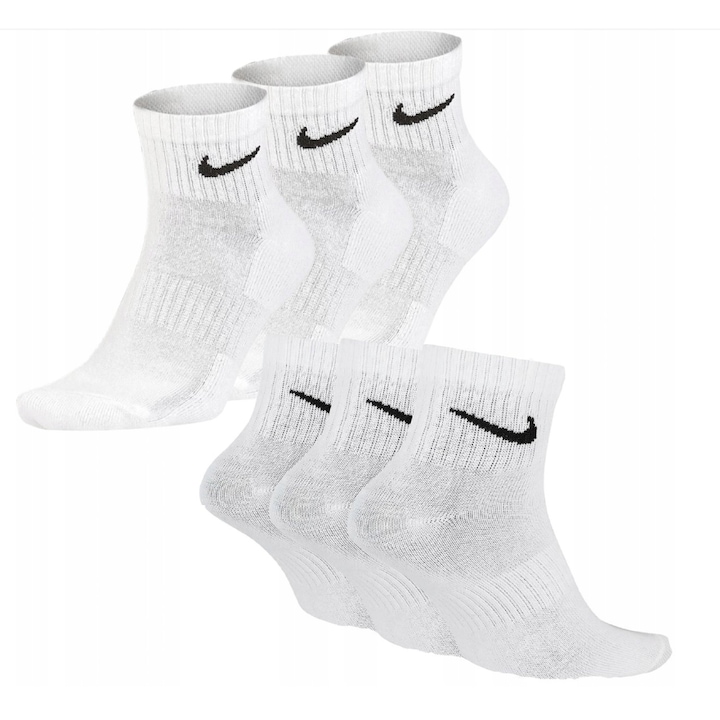Спортни чорапи, Nike, Everyday Cushion, комплект от 6 чифта, памук, Бял