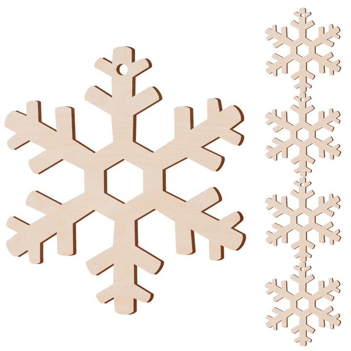 Set 5 ornamente Craciun, Dekolo.pl, lemn natural, 7x6cm