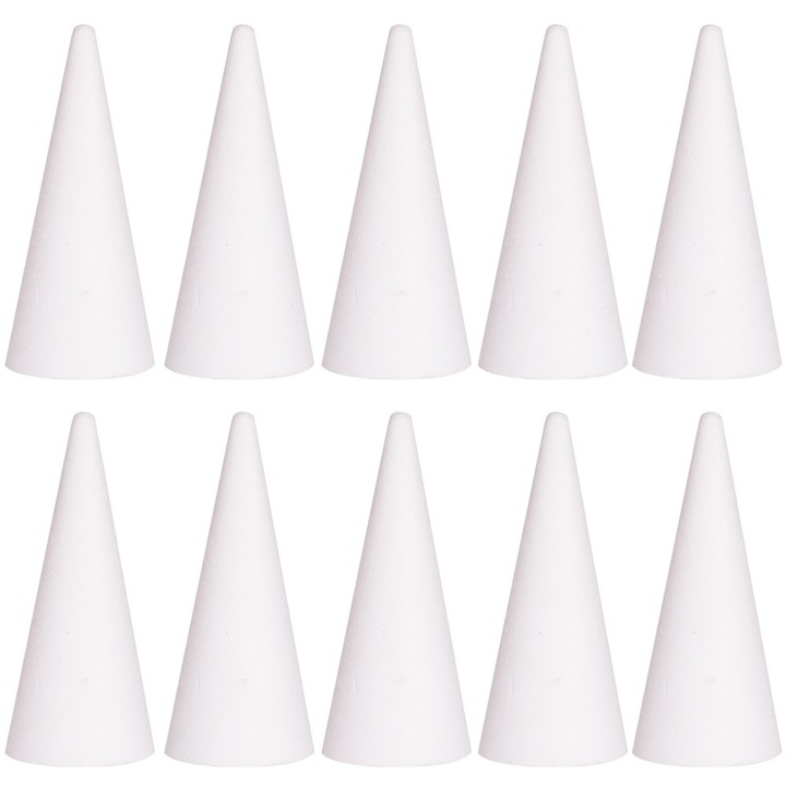 Set 10 conuri decorative, Dekolo.pl, Polistiren, 15 cm