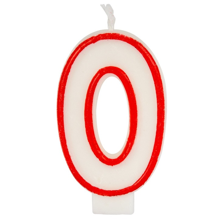 Lumanare de ziua de nastere pentru tort, numarul rosu 0