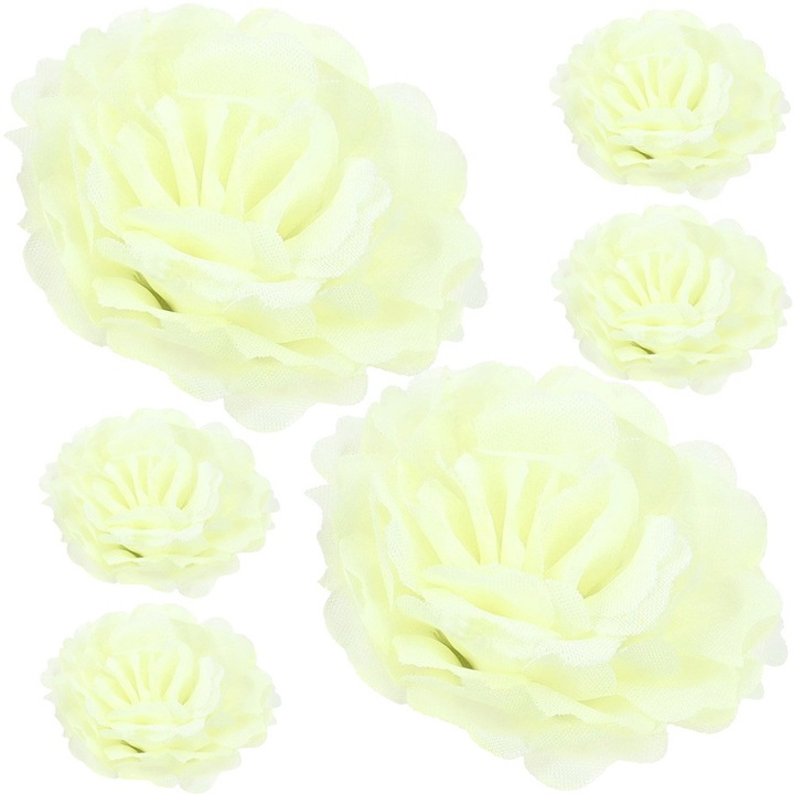6 db művirág készlet, Dekolo.pl, Krizantém, Textil, 5 cm, Ecru