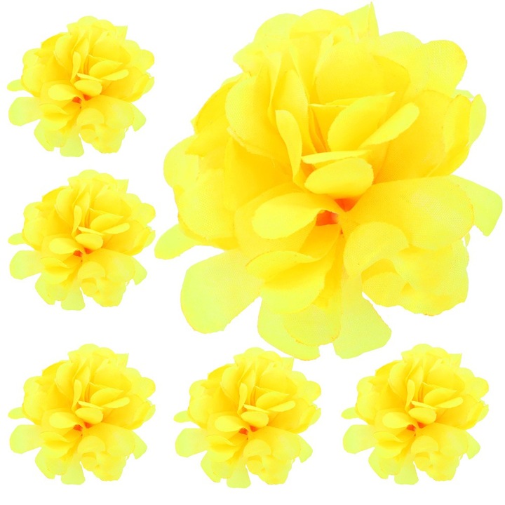 Set 6 Capete de Flori Artificiale, Dekolo.pl, Galben, 8cm