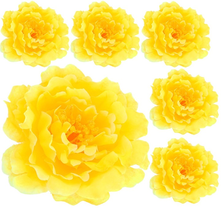 6 fej művirág készlet Dekolo.pl, sárga, 12cm
