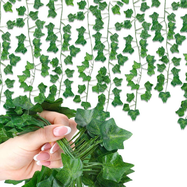 Mesterséges borostyánfüzér, Dekolo.pl, Sötétzöld, 12 db, 25 m