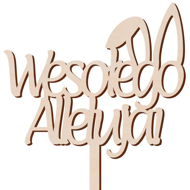 Topper dekoratív, Dekolo.pl, Boldog Alleluja, 20cm, 12x14cm