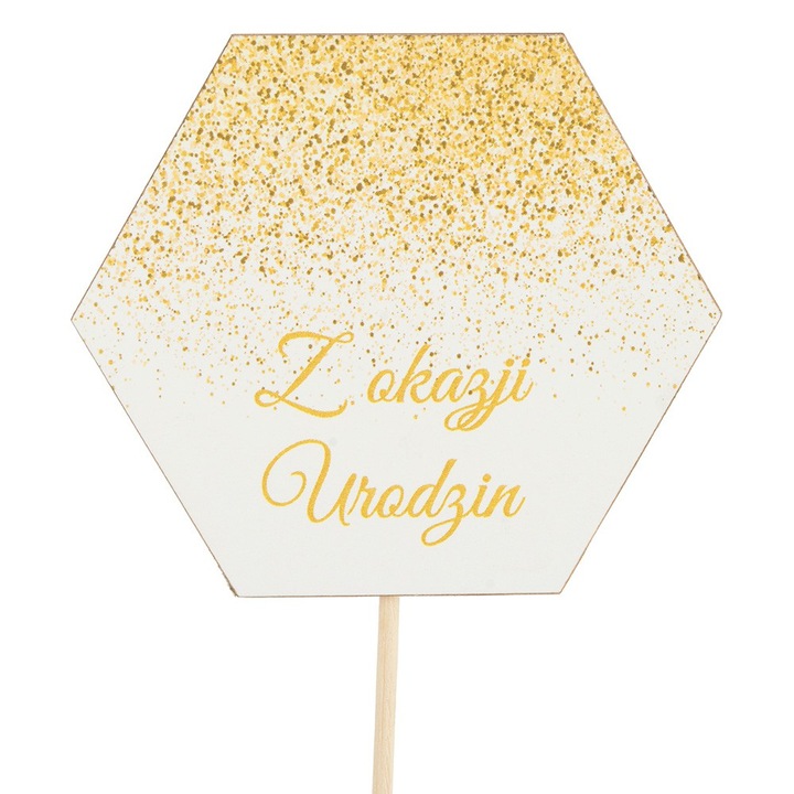 Banda decorativa cadouri Dekolo.pl, hexagon, auriu, 7x8cm