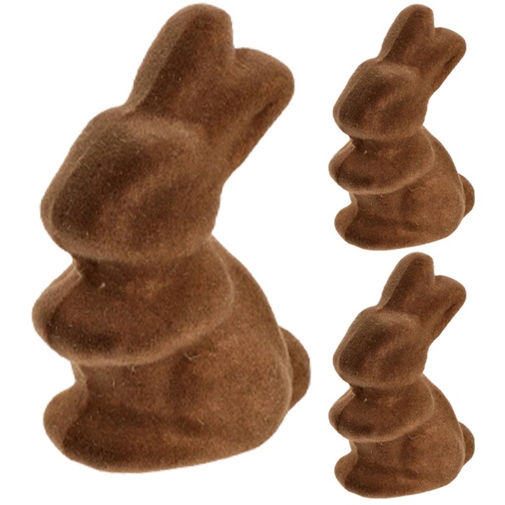 3db dekoratív húsvéti nyuszi készlet, Dekolo.pl, 8x5x3cm, barna