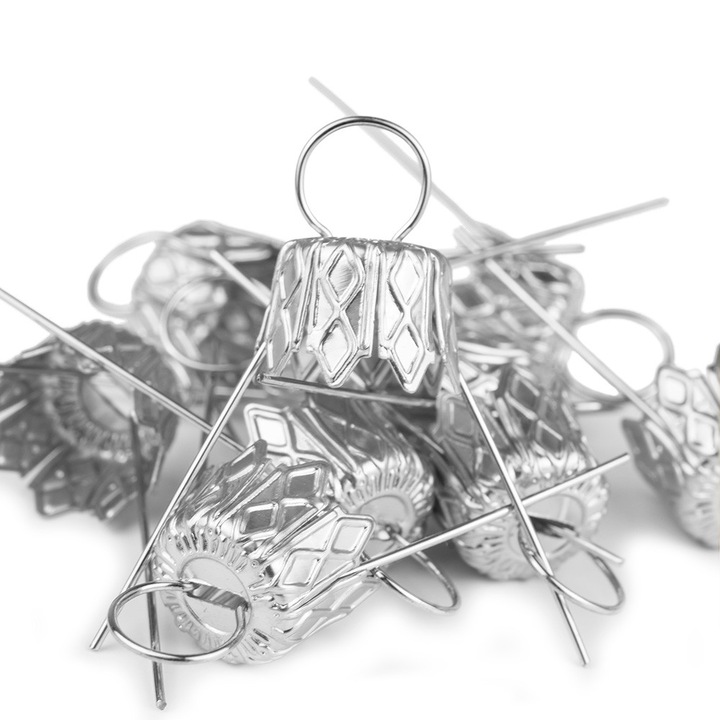 Set 10xCarlig pentru Globuri de Craciun Dekolo.pl, argintiu, 10mmx12.5mmx4cm