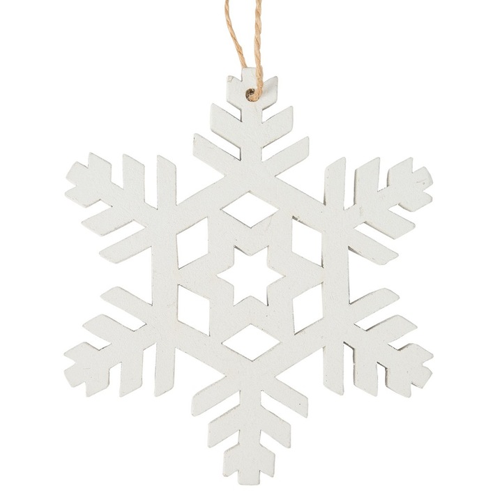 Set 3 ornamente de Craciun, Dekolo.pl, 10cm, lemn, alb