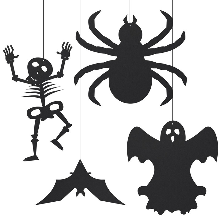 Set 4 decoratiuni Halloween, Dekolo.pl, negru, 14.5x15cm