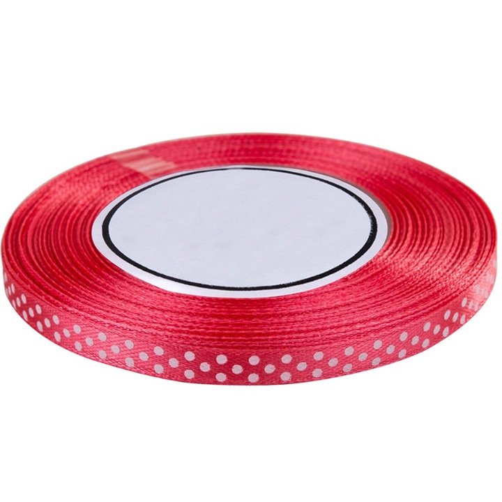 Panglica Dekolo.pl, satin, 6mmx22mb, coral cu buline