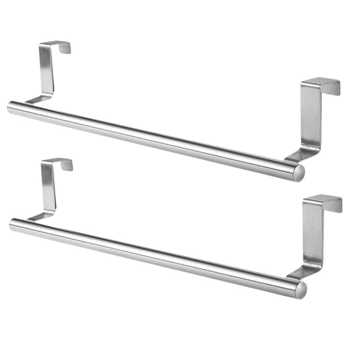 Set 2 suporturi prosoape, Edibazzar, Inox, Argintiu, 36 x 6.2 cm